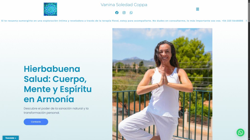 Screenshot of the Hierba Buena Salud website featured in the portfolio